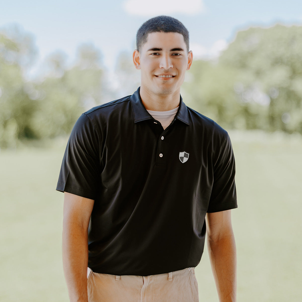 New! Delta Chi Peter Millar Black Polo With Symbol