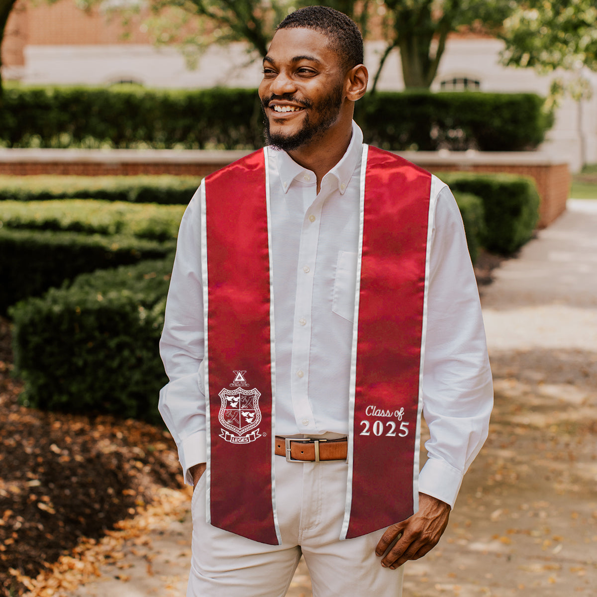 New! Delta Chi Personalized Trimmed Graduation Stole with Embroidered Crest